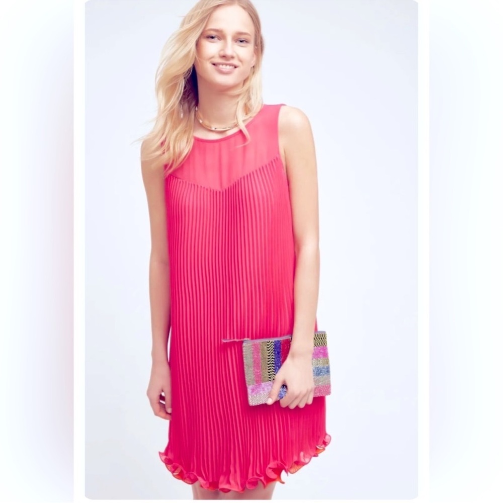 Anthropologie Maeve Pleated Mini Dress